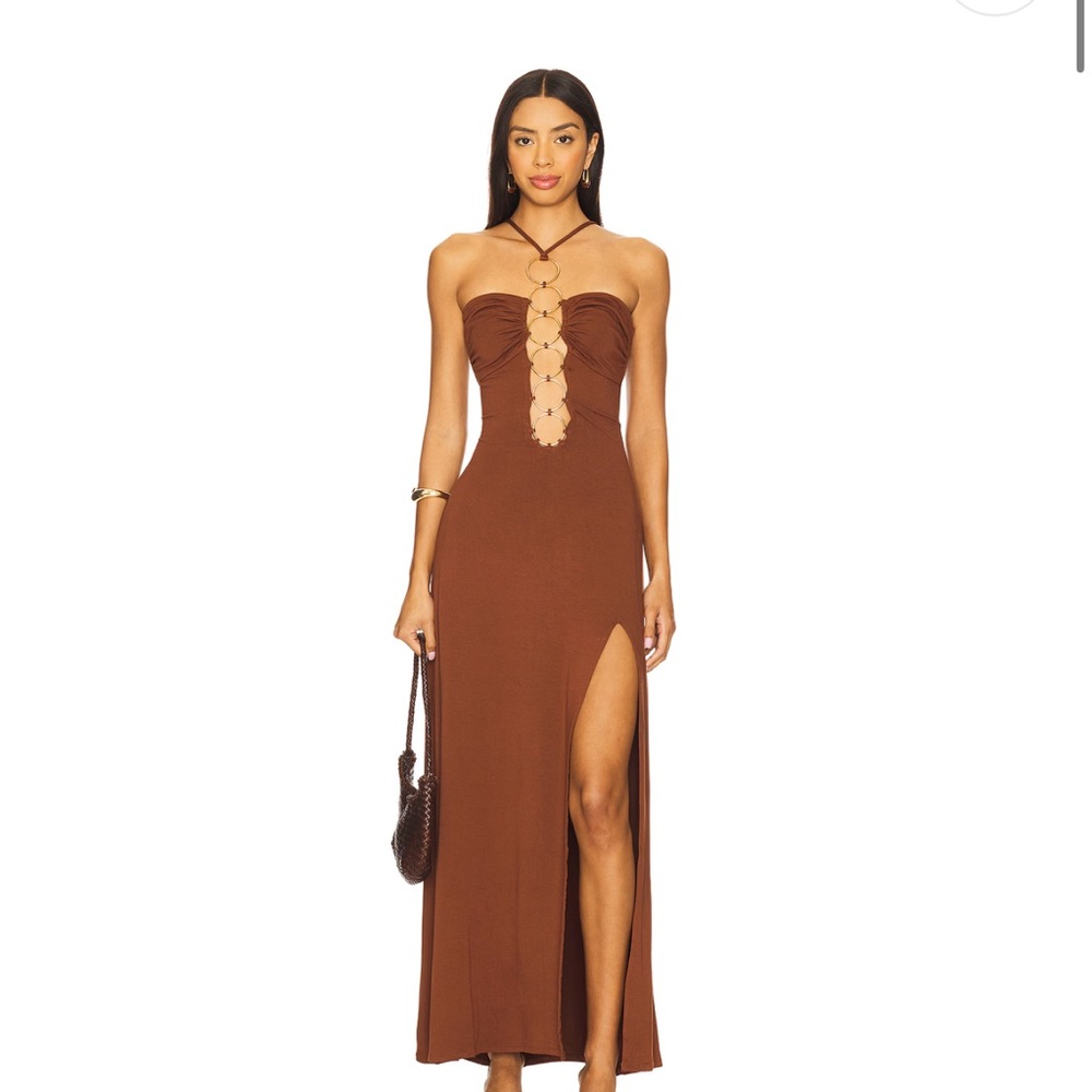 Elegant Brown Strapless Dress